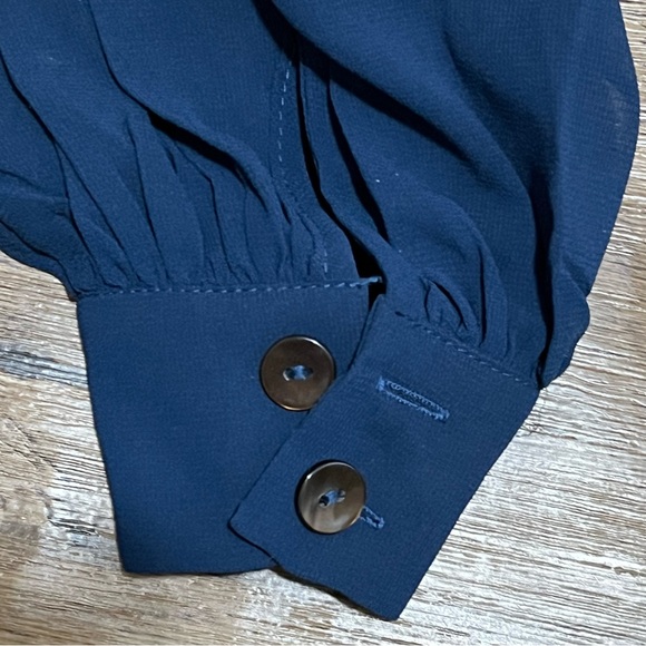 New Commense Crop Blouse Size Small Blue Long Sleeve Side Zipper New With Tags - Picture 8 of 13